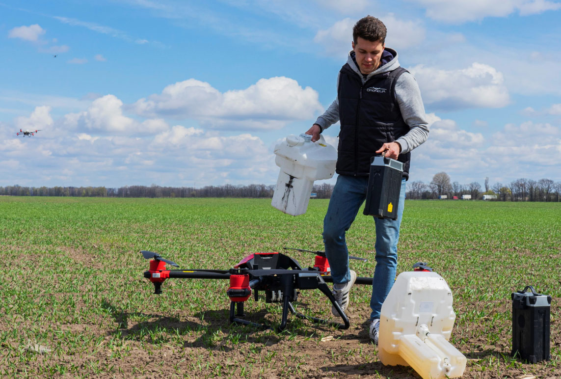 One operator, along with two outside observers, controlled three XAG agricultural drones