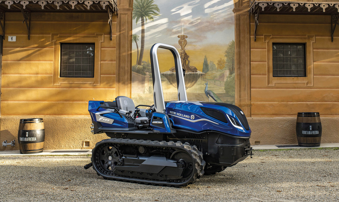 New Holland and FPT Industrial’s TK4 Methane Power vineyard crawler tractor